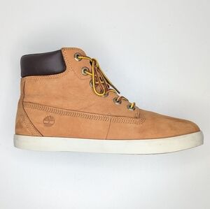 Timberland Nubuck Leather Boots Wheat Tan Camel Low Lace Up Hiking Size 8.5